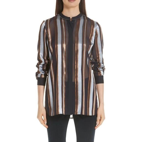 Lafayette 148 New York Brayden Stripe Blouse - Picture 1 of 10